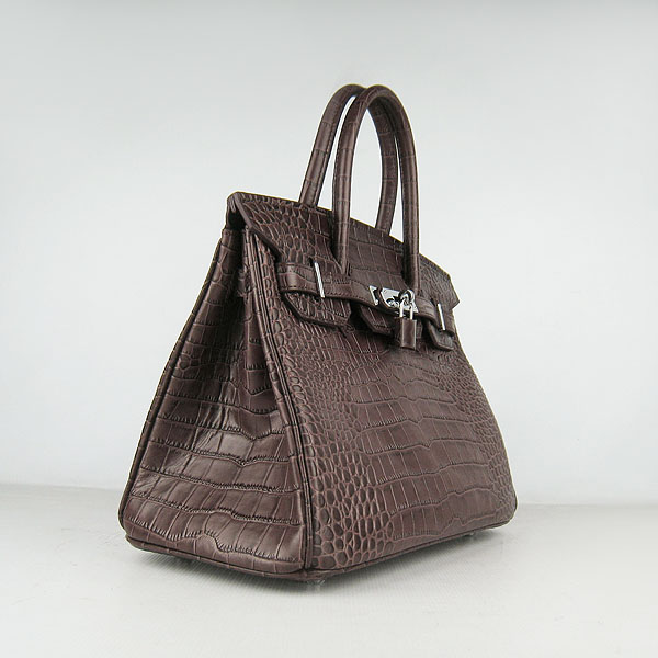 Replica Hermes Birkin 30cm Crocodile Veins Bag Dark Coffee 6088 On Sale - Click Image to Close